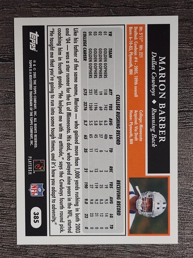 2005 Topps #385 Marion Barber RC