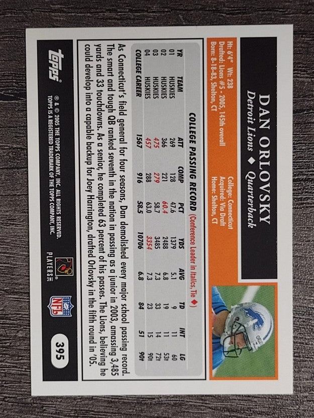 2005 Topps #395 Dan Orlovsky RC