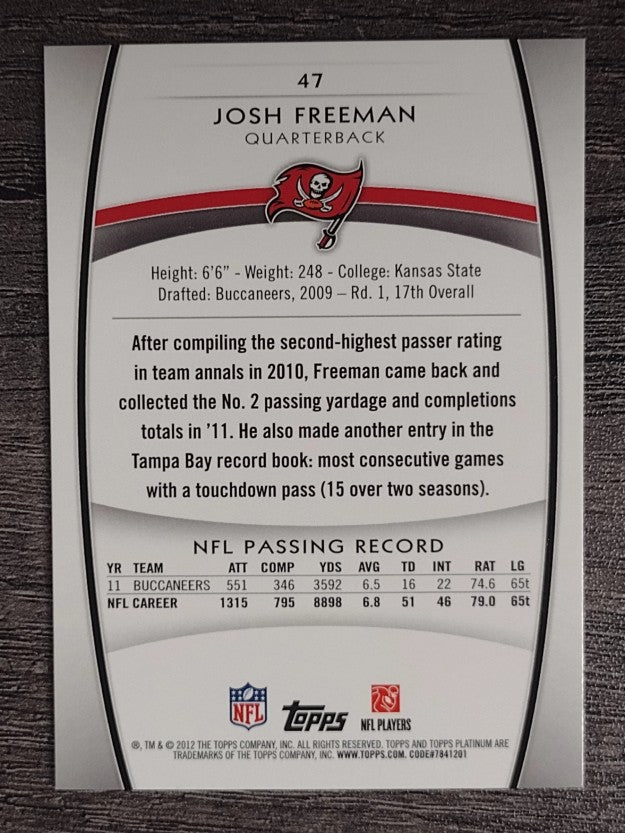 2012 Topps Platinum Red #47 Josh Freeman