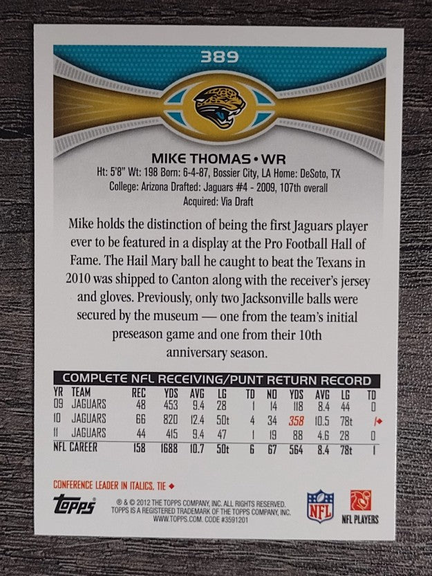 2012 Topps #389 Mike Thomas
