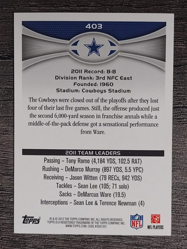 2012 Topps #403 Dallas Cowboys/Dez Bryant/Jason Witten