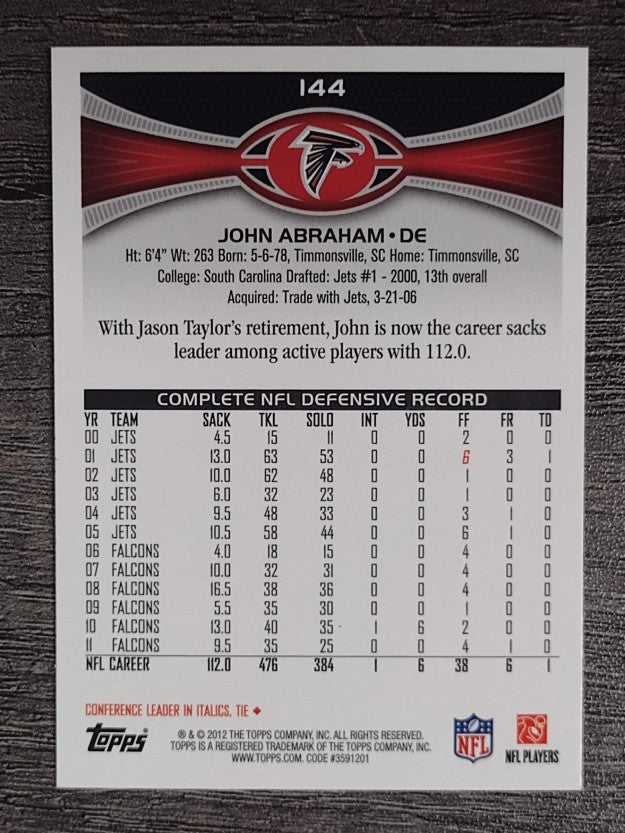 2012 Topps #144 John Abraham