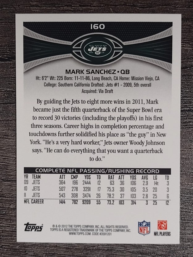 2012 Topps #160 Mark Sanchez