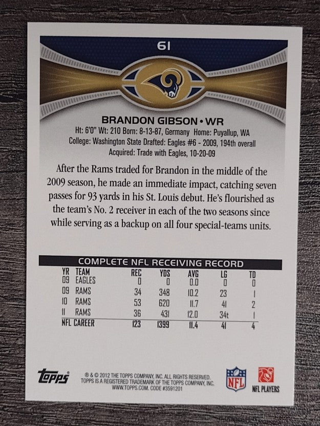 2012 Topps #61 Brandon Gibson