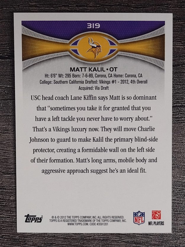 2012 Topps #319 Matt Kalil RC