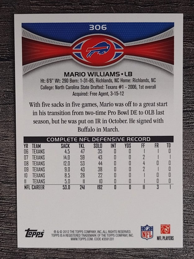 2012 Topps #306 Mario Williams