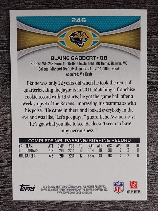 2012 Topps #246 Blaine Gabbert