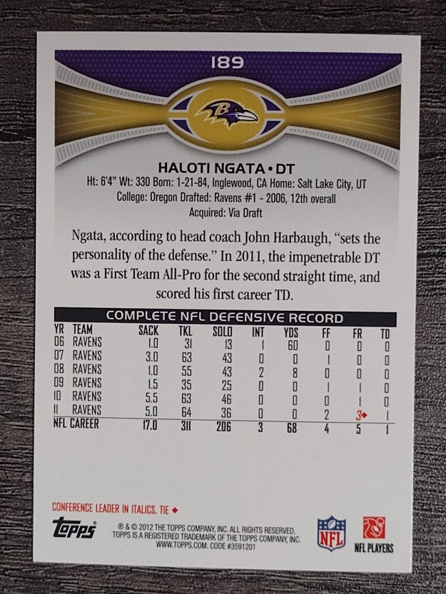 2012 Topps #189 Haloti Ngata