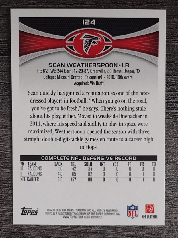 2012 Topps #124 Sean Weatherspoon