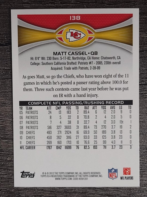 2012 Topps #138 Matt Cassel