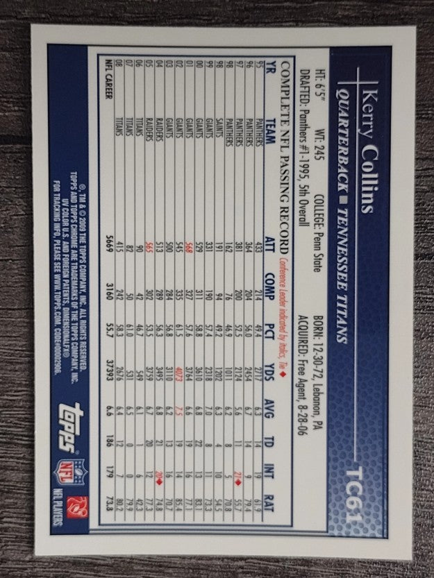 2009 Topps Chrome #TC61 Kerry Collins