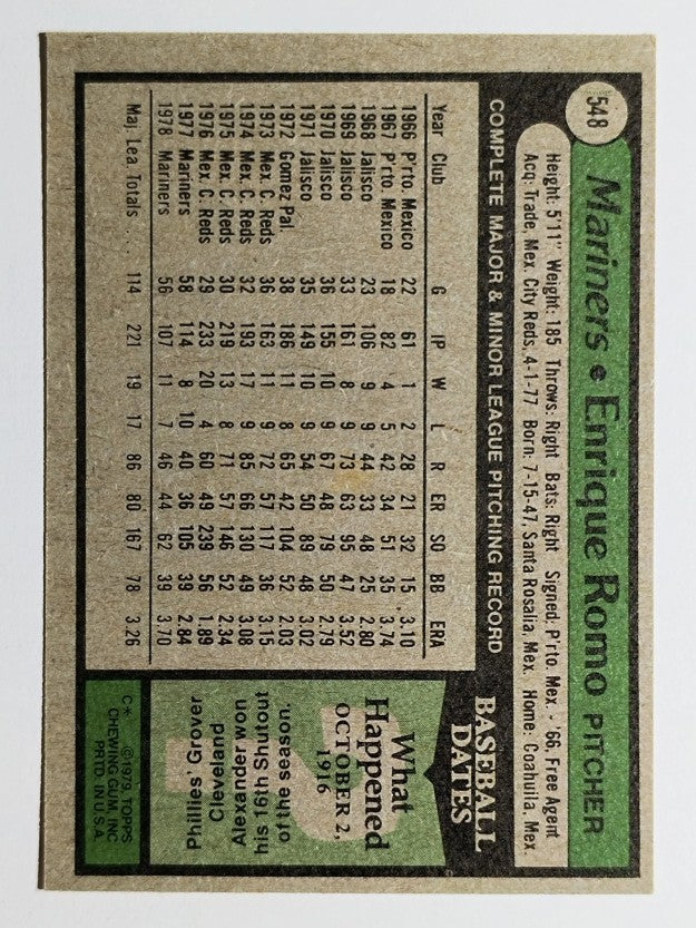 1979 Topps #548 Enrique Romo (EXMT)
