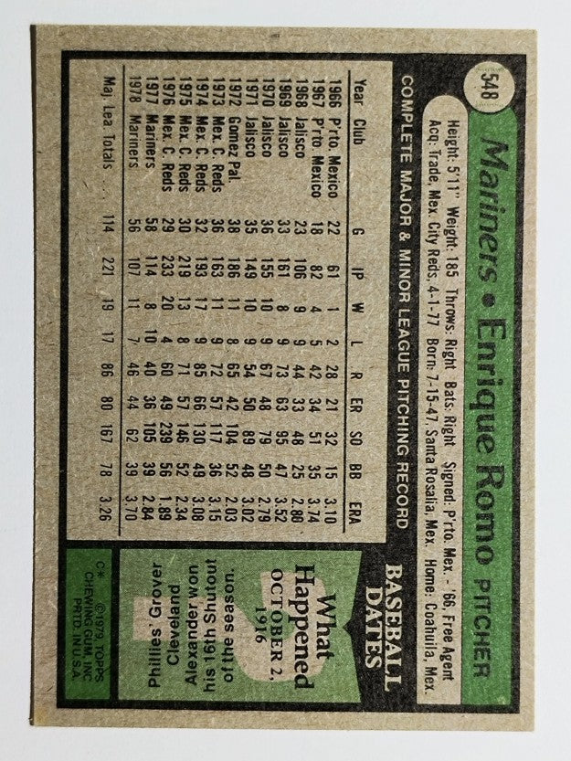1979 Topps #548 Enrique Romo (EX)