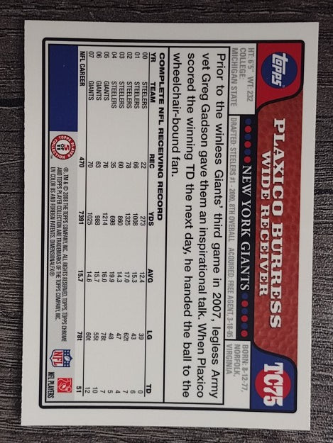 2008 Topps Chrome #TC75 Plaxico Burress