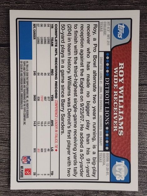 2008 Topps Chrome #TC73 Roy Williams WR