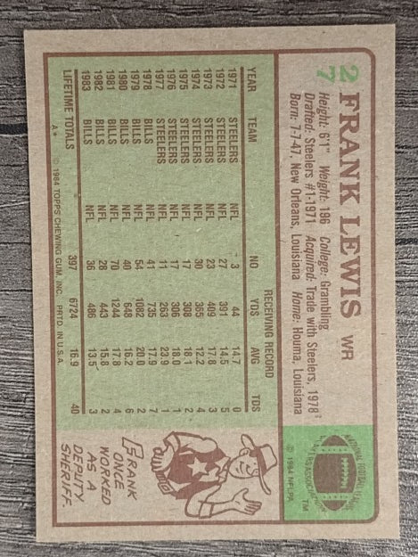 1984 Topps #27 Frank Lewis