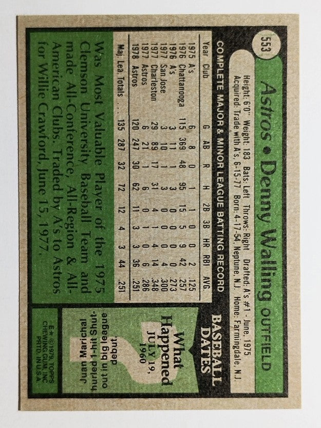 1979 Topps #553 Denny Walling (NM)