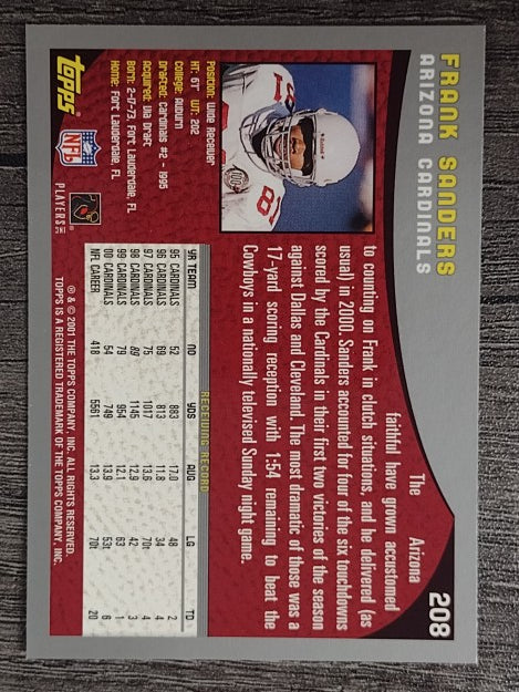 2001 Topps #208 Frank Sanders