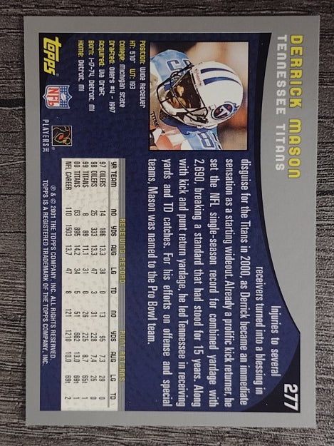 2001 Topps #277 Derrick Mason