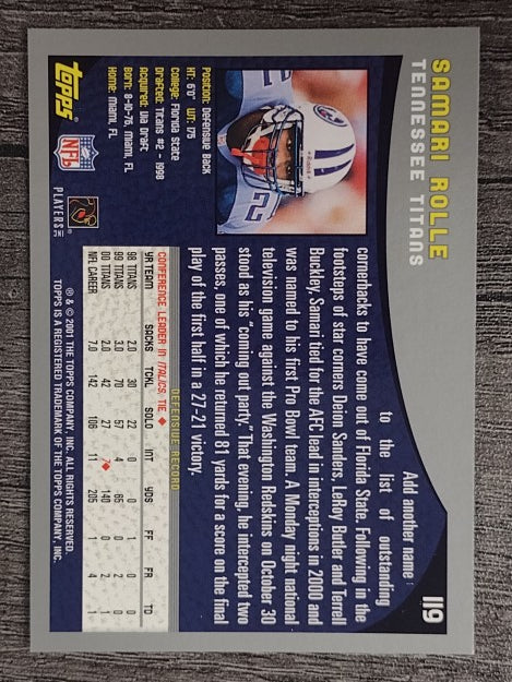 2001 Topps #119 Samari Rolle