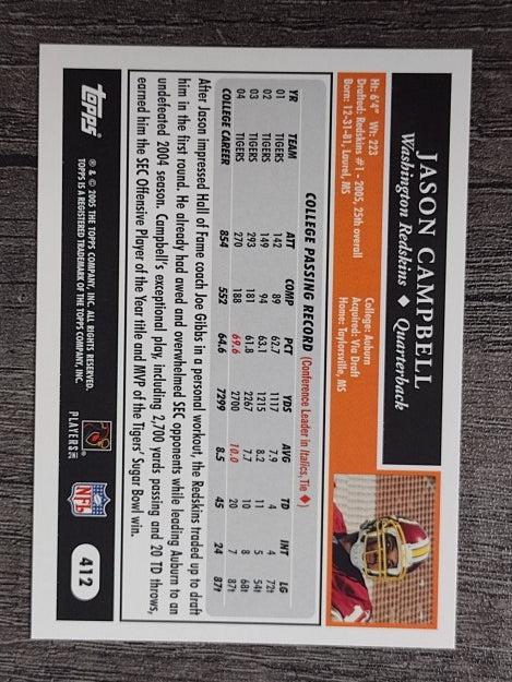 2005 Topps #412 Jason Campbell RC