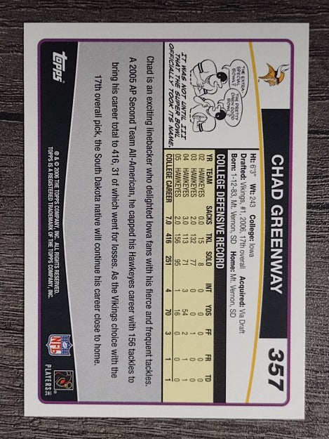 2006 Topps #357 Chad Greenway RC