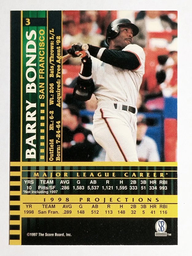 1997 Score Board Players Club #3 Barry Bonds
