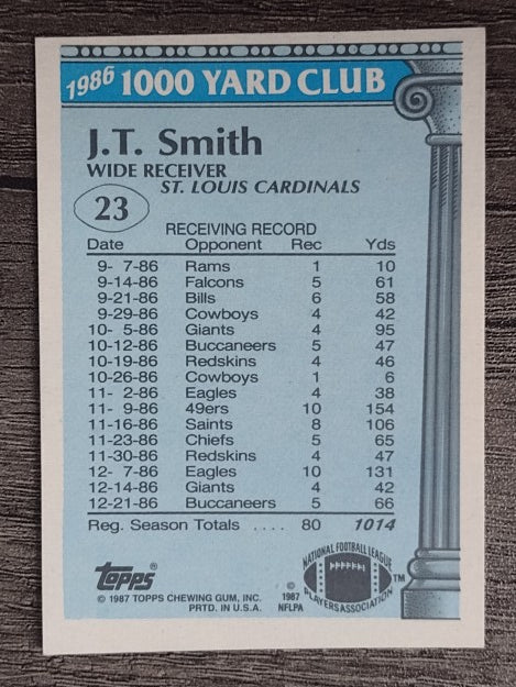 1987 Topps 1000 Yard Club #23 J.T. Smith