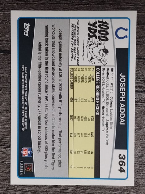 2006 Topps #364 Joseph Addai RC