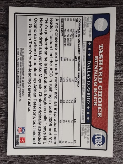 2008 Topps Chrome #TC192 Tashard Choice RC