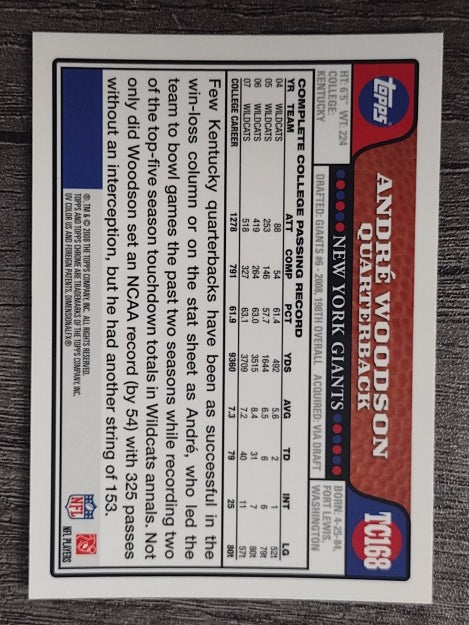 2008 Topps Chrome #TC168 Andre Woodson RC