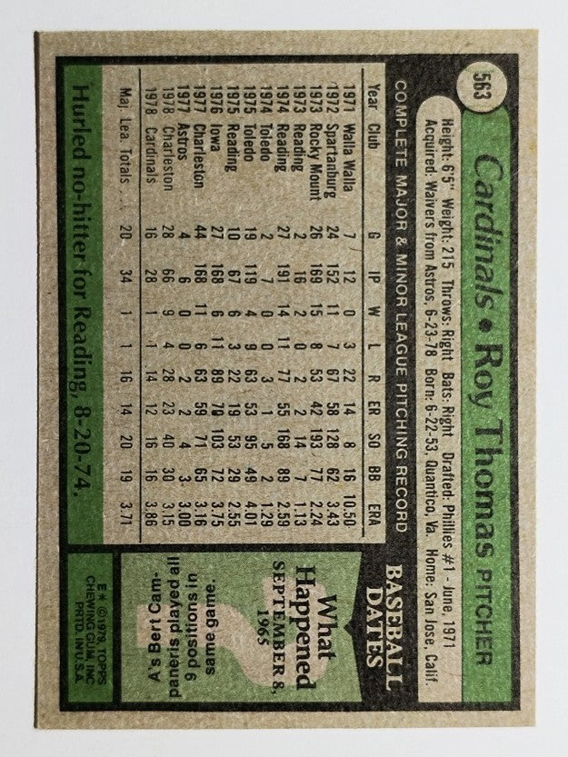 1979 Topps #563 Roy Thomas (NM)