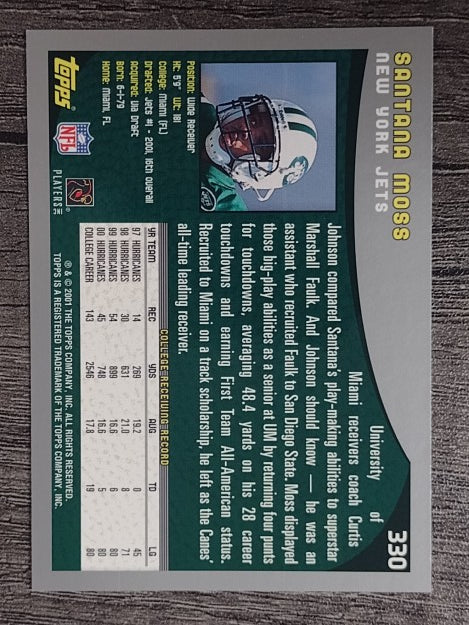 2001 Topps #330 Santana Moss RC