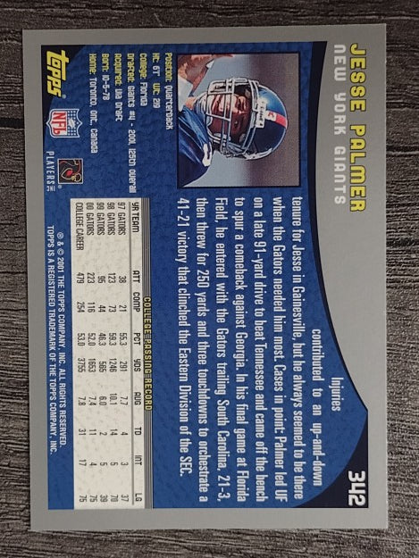 2001 Topps #342 Jesse Palmer RC