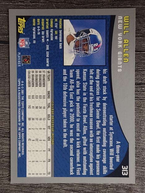 2001 Topps #313 Will Allen RC