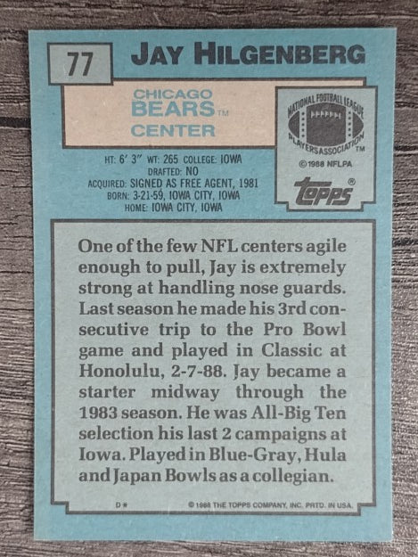 1988 Topps #77 Jay Hilgenberg
