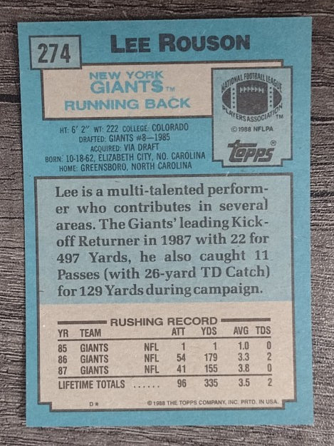 1988 Topps #274 Lee Rouson