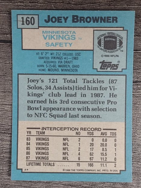 1988 Topps #160 Joey Browner AP