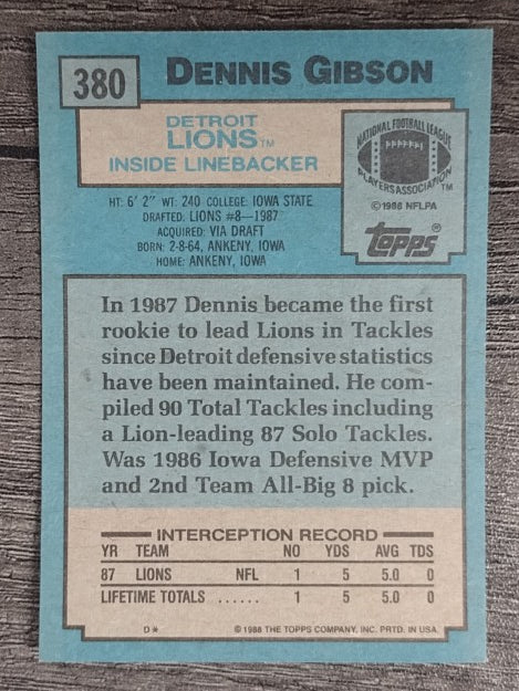1988 Topps #380 Dennis Gibson RC