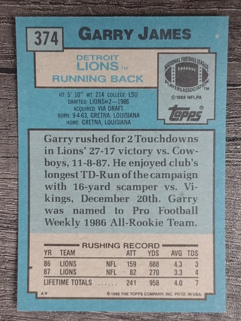 1988 Topps #374 Garry James