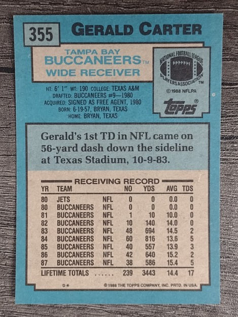 1988 Topps #355 Gerald Carter