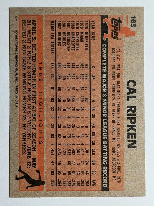 1983 Topps #163 Cal Ripken