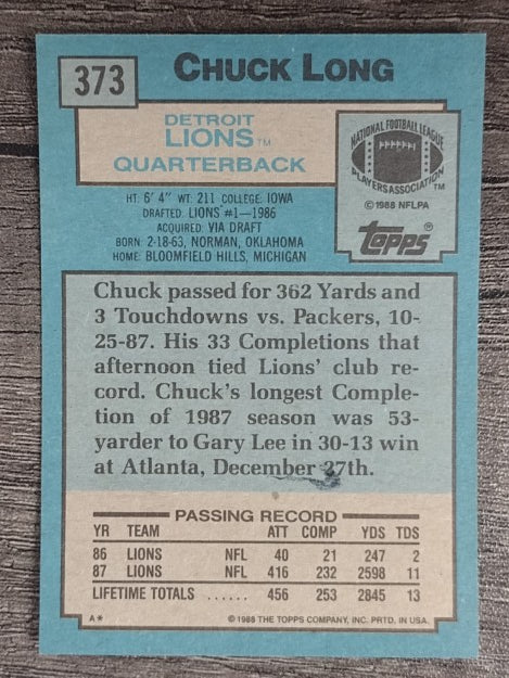 1988 Topps #373 Chuck Long