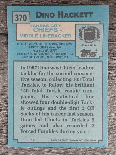 1988 Topps #370 Dino Hackett RC
