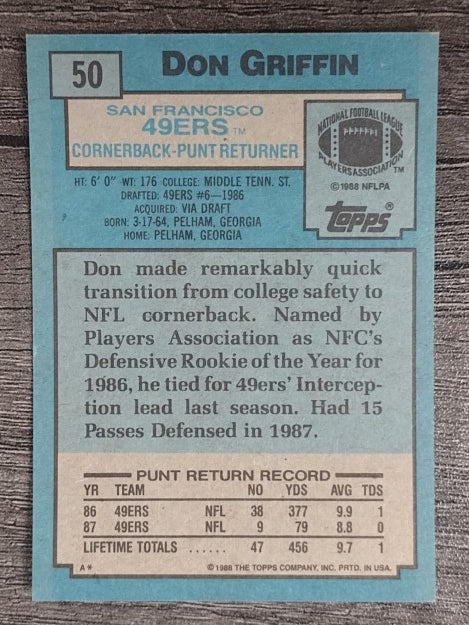 1988 Topps #50 Don Griffin