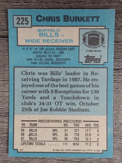 1988 Topps #225 Chris Burkett RC