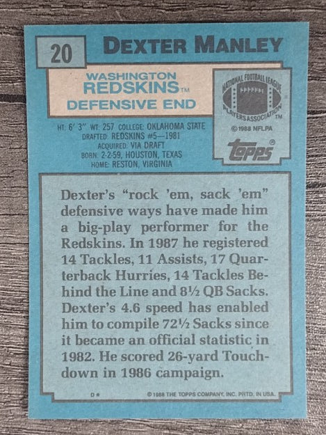 1988 Topps #20 Dexter Manley