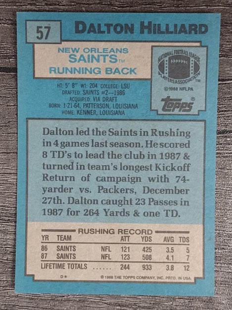 1988 Topps #57 Dalton Hilliard RC