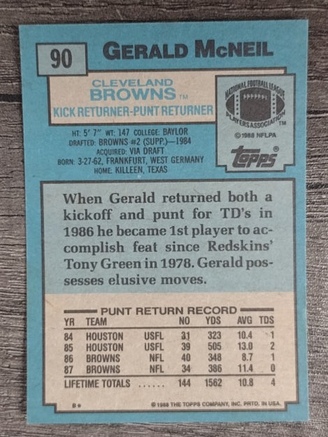 1988 Topps #90 Gerald McNeil