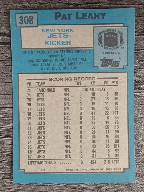 1988 Topps #308 Pat Leahy